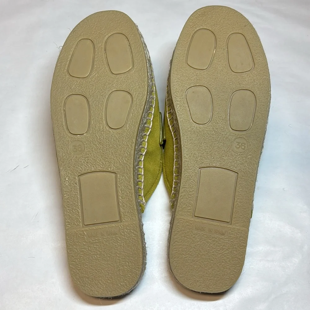 Equitare NWOB Leather Slip-On Espadrille Lime Green Mules EU Size 36, US Size 6